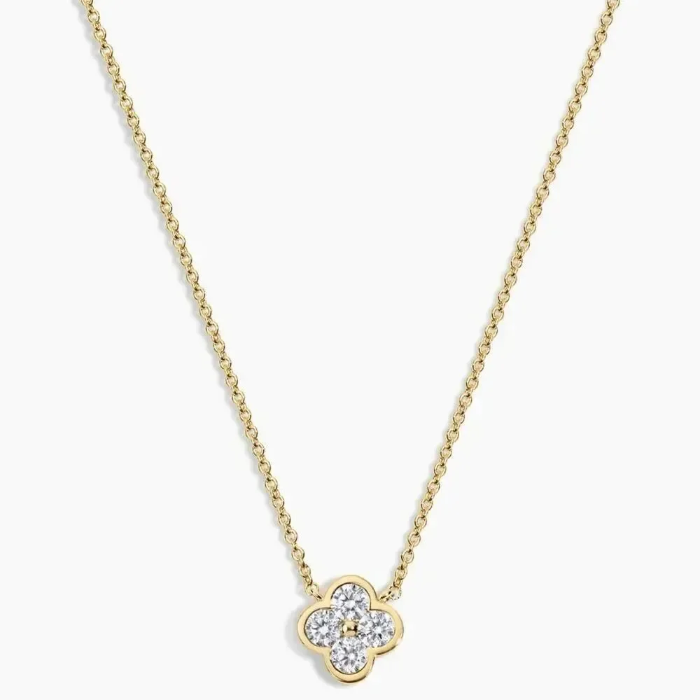 NWT Electric Picks Camilla Stone Clover 14K Gold Plated Necklace